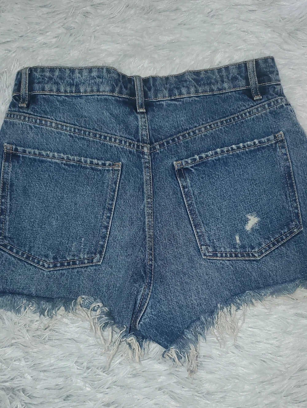 *Zara Distressed Dark Blue Denim Jean Shorts*